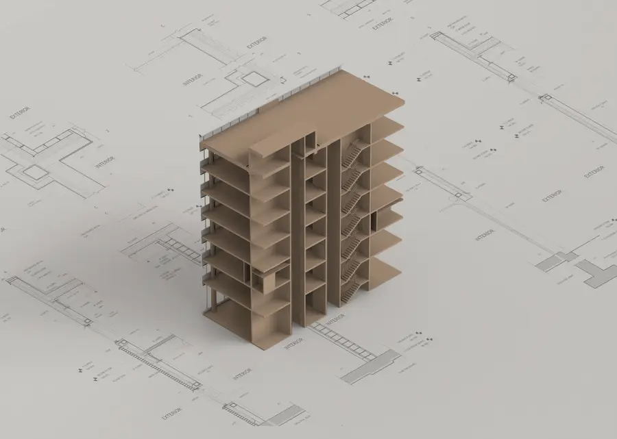 Administration Building Isometric Section